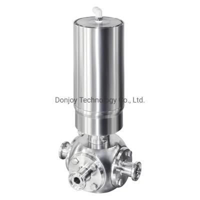 Sanitary Stainless Steel 3-Way Ball Valve with Pneumatic Actuator