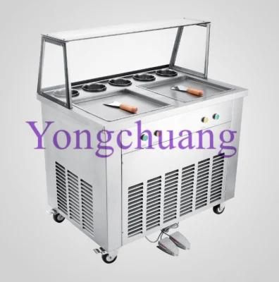 Thailand Style Roll Fry Ice Cream Machine with Flat Table