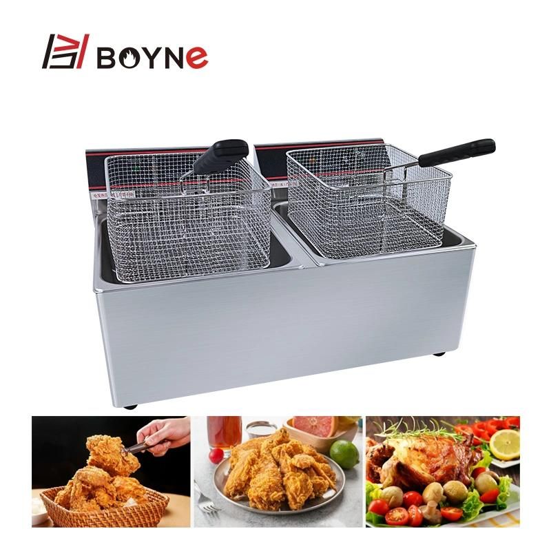 11L Double Tank Electric Fryer for Fried Snack Food Used in Kitchen