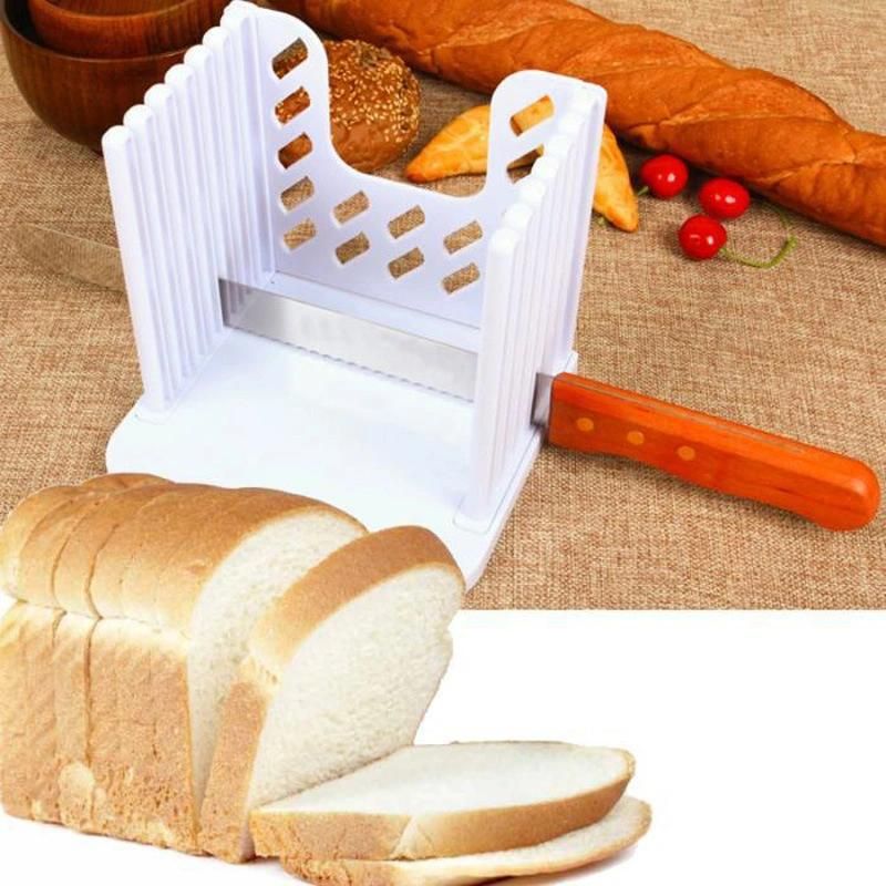 Bread Slicer Cutting Guide Bagel Loaf Slicer Toast Slicing Machine Folding with Adjustable Thicknesses Esg11928