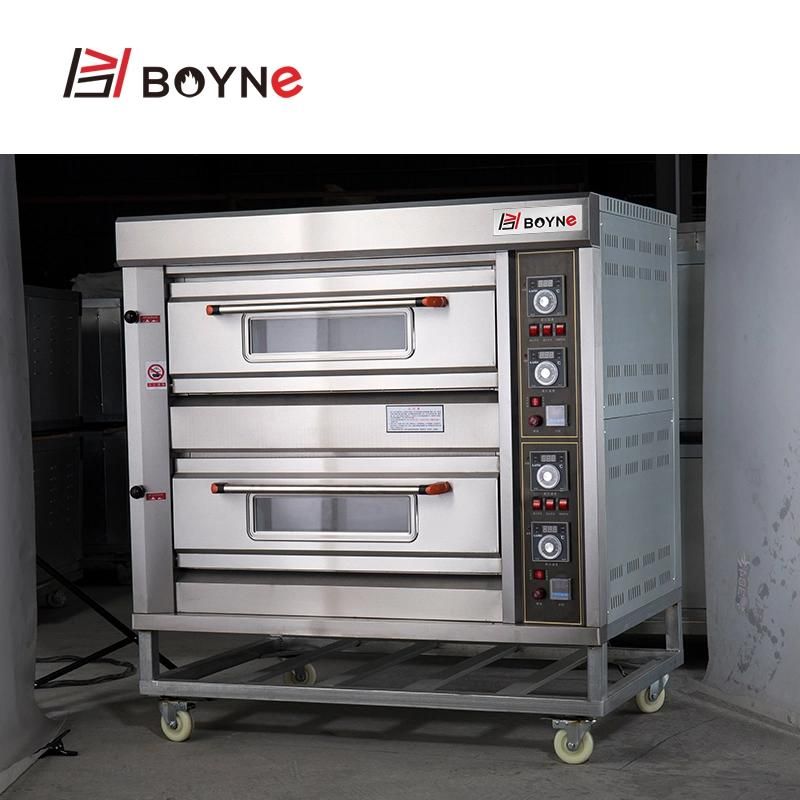 Pizza Oven with Stone Double Deck 4 Trays Gas Oven