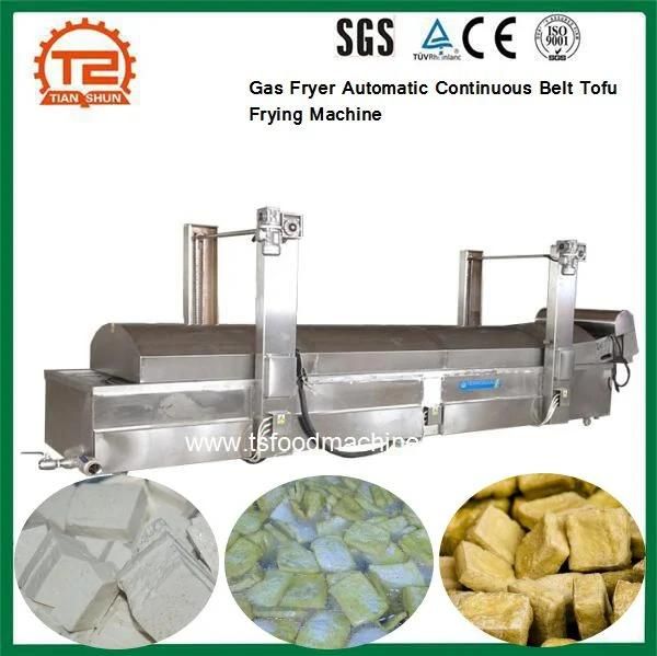 Food Processing Gas Fryer Automatic Continuous Belt Tofu Frying Machine