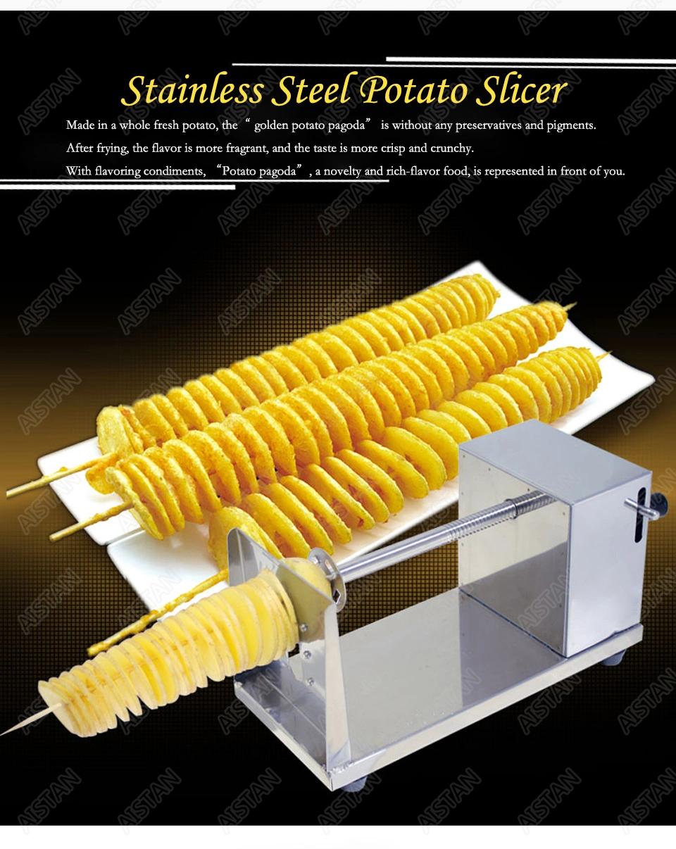 St02 Stainless Steel Manual Spiral Potato Slicer Chips Cutter Kitchen Vegetable Tools