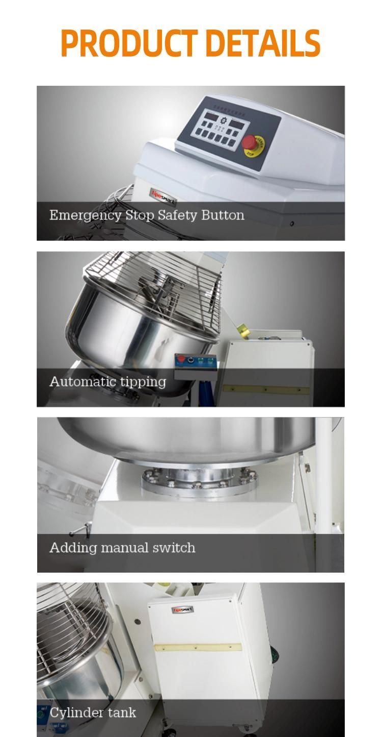 Bakery Dough Mixer Automatic Tipping with Cylinder Tank Dough Kneading Machine