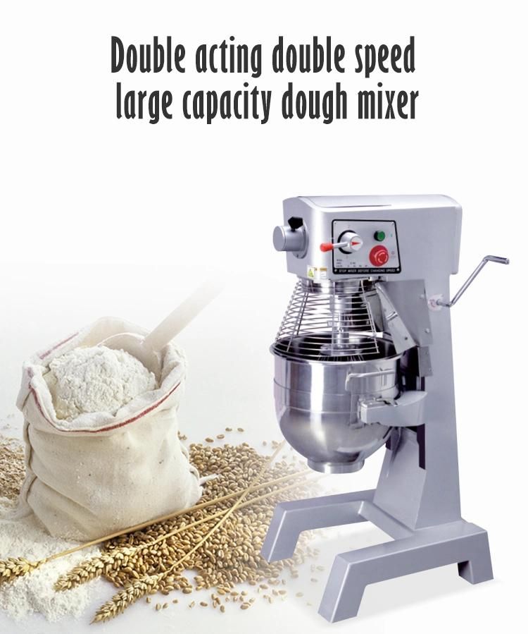 Commercial Hotel Restaurant Kitchen Food Mixer with Barrel, Hook, Dough Arm and Wire Whip