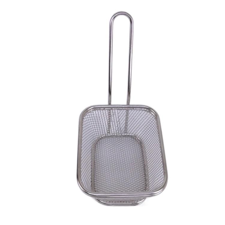 Fried Food Table Serving Chrome Rectangular Chips Fry Basket French Fries Basket Square Mini Frying Basket