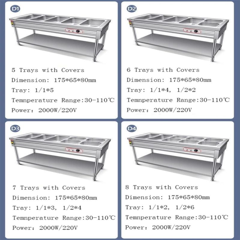 Commercial Stainless Steel Food Warmers Electric Bain Marie for Kitchen