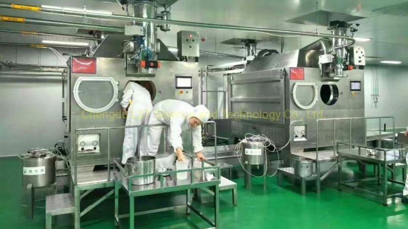 Large Capacity Rotary Drum Sugar Powder Chocolate Coating Line Multi-Functional Chocolate Bean Coating Machine