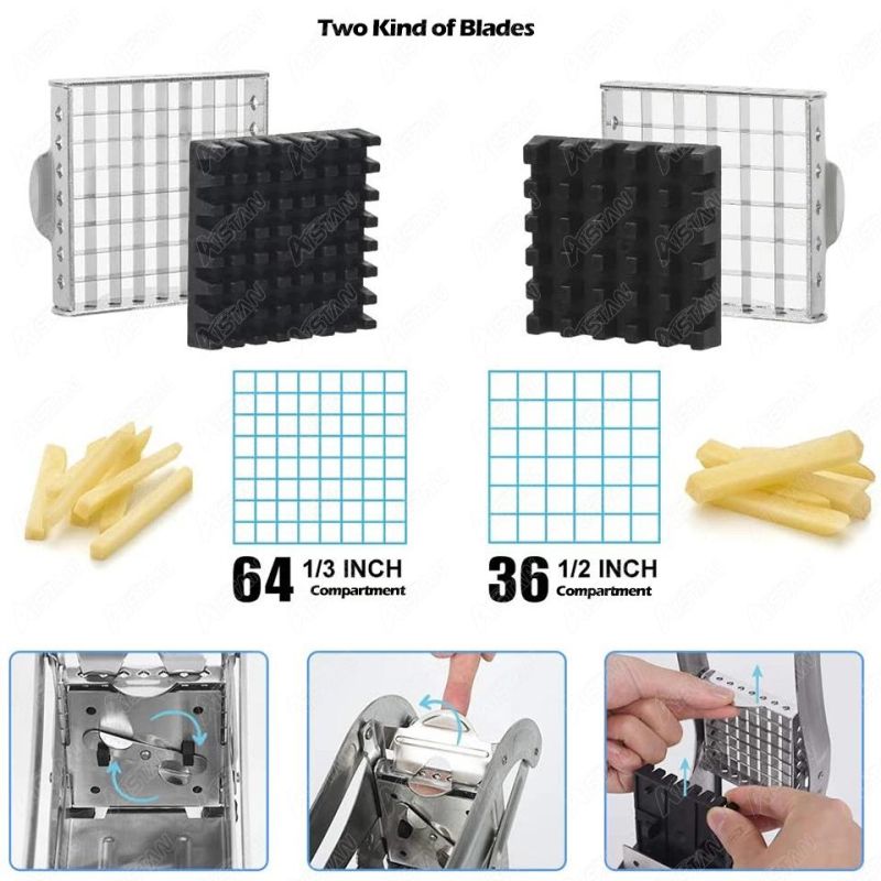 St45 Manual Potato Chips Cutter Vegetable Strips Slicer Shredder 8*8 & 12*12mm French Fries Cutter Cutting Machine with Sucker