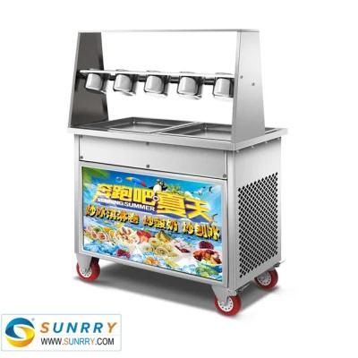 4 Barrels Factory Price Flat Pan Fried Ice Cream Roll Machine Fry Ice