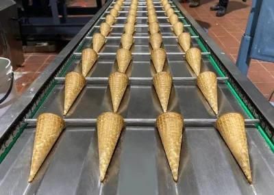 High Quality Fully Automatic Rolled Waffle Cone Machine of 47 Baking Plates (7m long) with ...