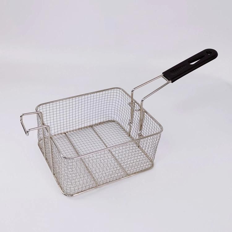 Wire Mesh Deep Fat Kitchen Stainless Steel Round Fryer Basket French Fry Basket with Detachable Handle