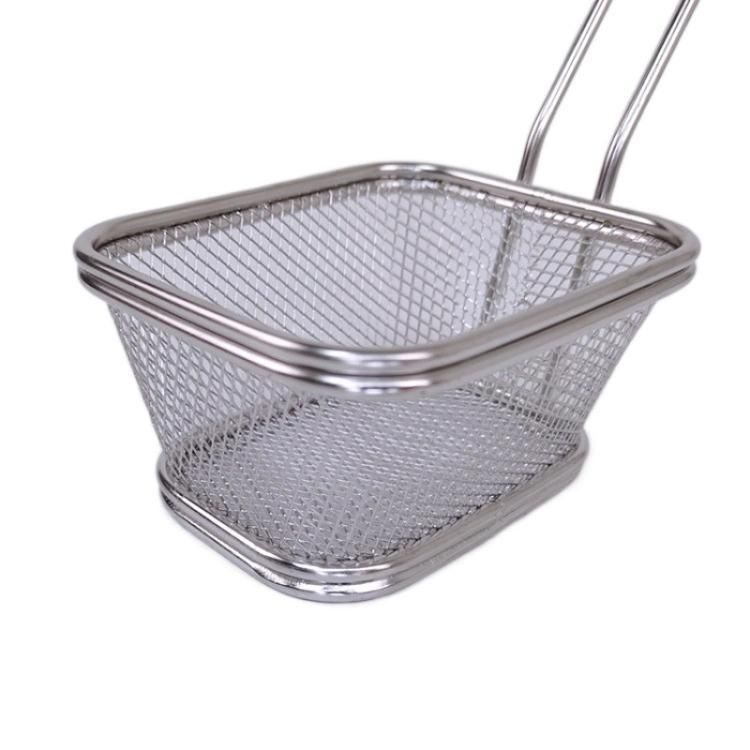 Fried Food Table Serving Chrome Rectangular Chips Fry Basket French Fries Basket Square Mini Frying Basket