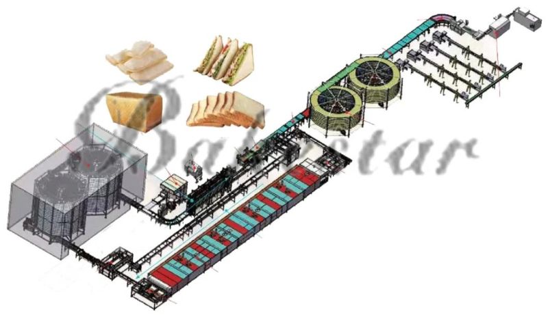 Stainless Steel Spiral Cooling Tower Conveyor Machine for Baking Toast Bread Cake Pastry