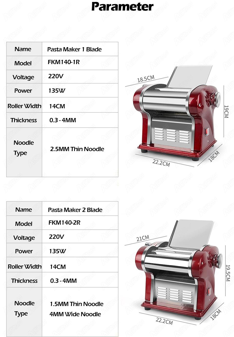 FKM140-1r Pasta Maker Machine Pasta Dough Roller Machine Electric Noodle Maker Machine