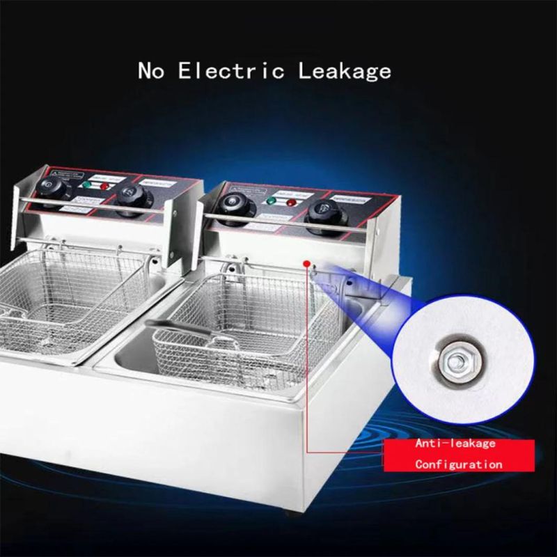 10L High Power 200 Degrees Celsius Temperature Control Timer Function Single Double Tanks Stainless Steel Electric Fryer