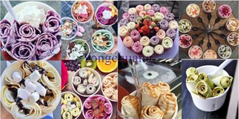 Thailand Style Roll Fry Ice Cream Machine with Flat Table