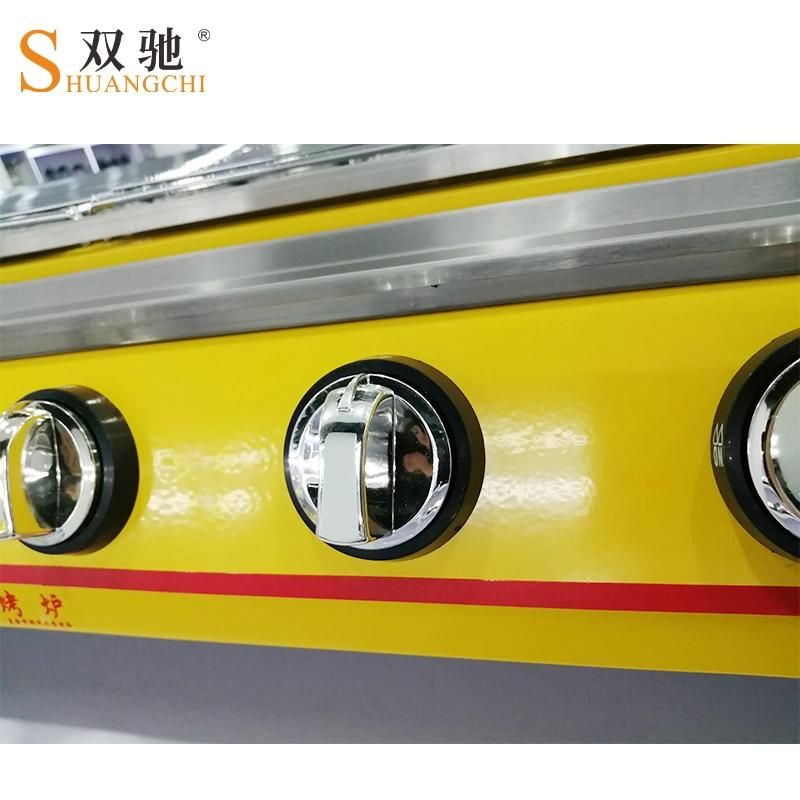 Commercial Eco-Friendly Gas BBQ Grill Four Burners Yellow Sprayed