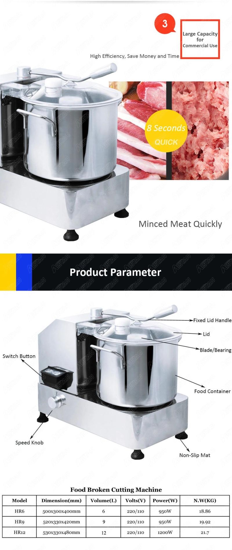 Hr6 Electric Vegetable Cutter Stainless Steel Food Cutter Machine Professional Vegetable Slicer Cutter Food Processor