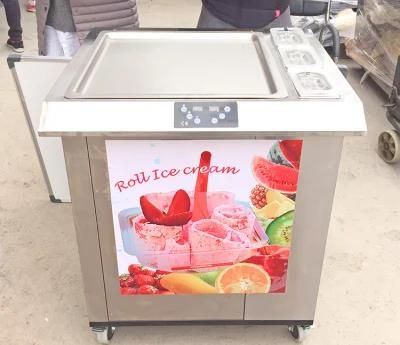 Round Square Pan Fruits Fried Roll Ice Cream Maker Machine