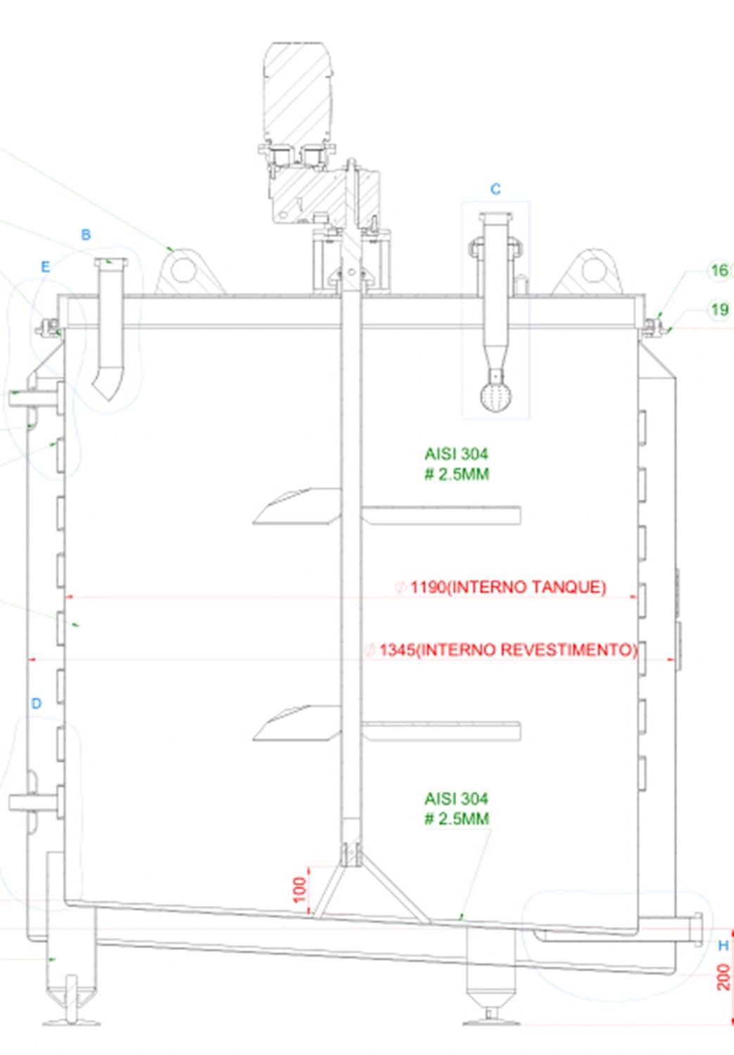 Water Cooling and Heating Ice Cream Aging Tank