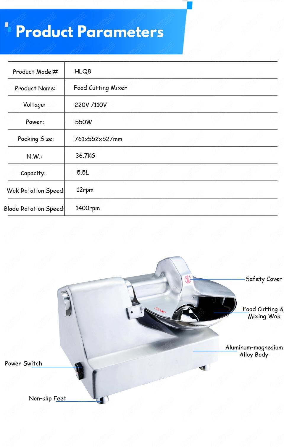 Hlq8 Stainless Steel Commercial Food Cutting Mixer Food Cutter Machine for Vegetable Meat Fillings