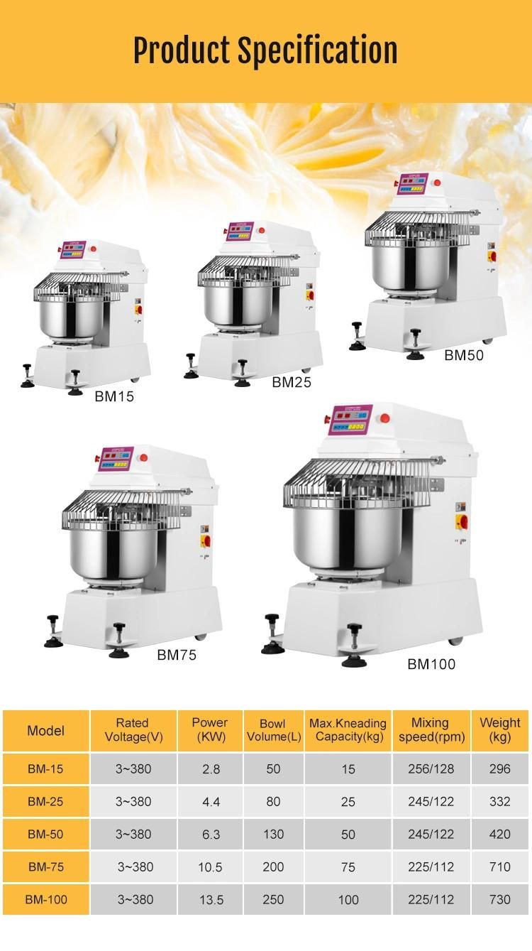 Flour Processing Machine Kneading Capacity 15kg Spiral Mixer