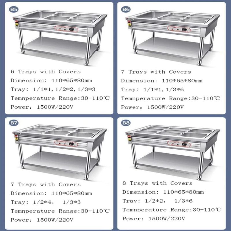 Commercial Stainless Steel Food Warmers Electric Bain Marie for Kitchen