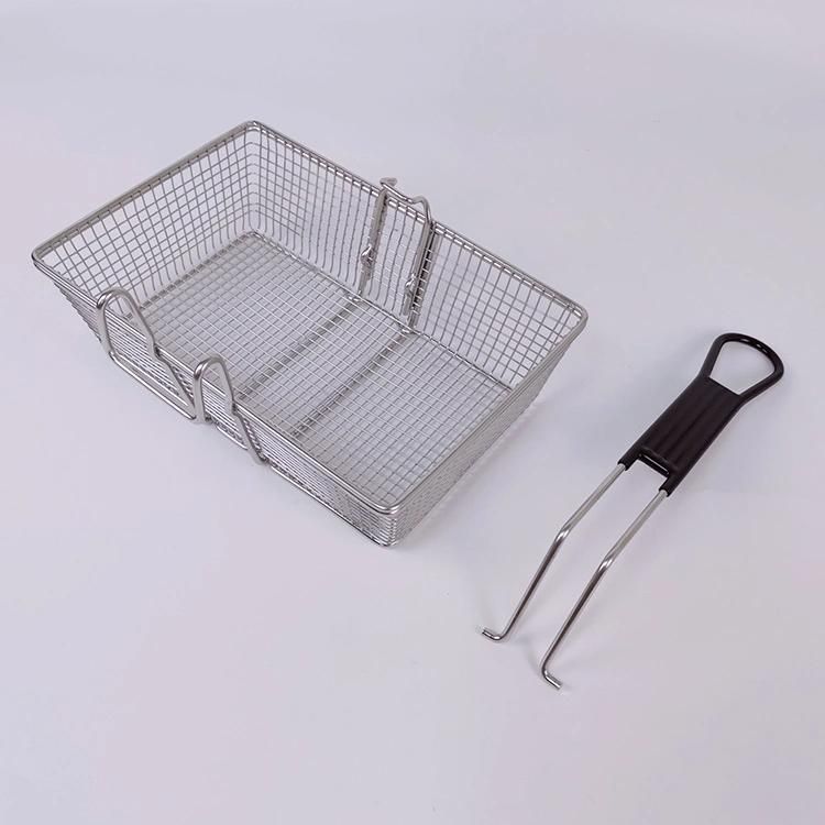 2.5 Gallon Commercial Fryer Stainless Steel Fried Basket Front Hook Fry Basket with Black Coated Removable Handle