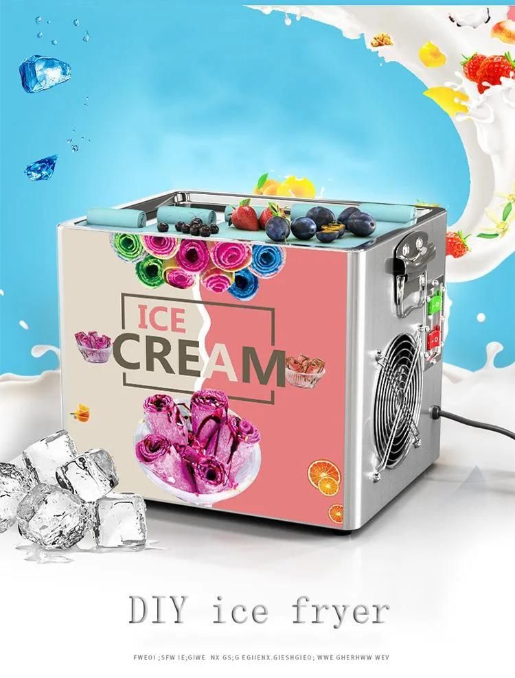 Stainless Steel Ice Cream Freezer Making Fried Ice Cream Rolled Machine