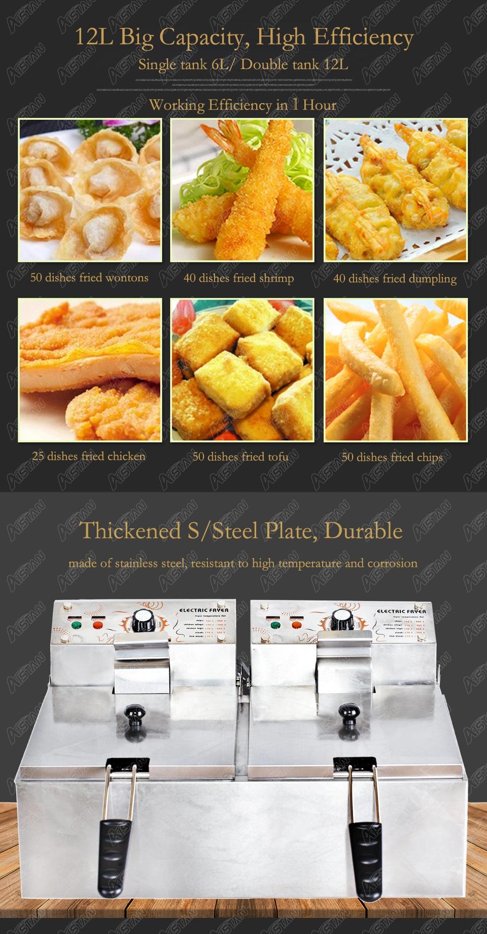 Hy82 Electric Commerical Deep Oil Fryer Stainless Steel Chicken Chips Fish Potato Fried High Power 12 Liters