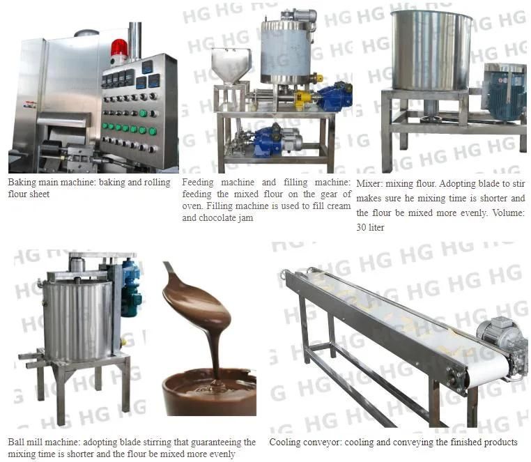Automatic Food Baking Oven Equipment Chocolate Filled Wafer Biscuit Egg Roll Stick Bakery Snack Food Machine