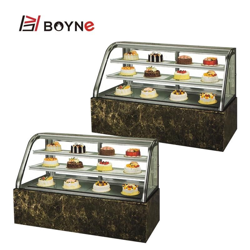 Commercial Double Curved Three Layer Cake Display Showcase Chiller