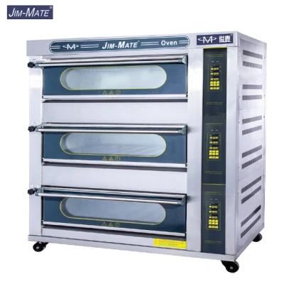 Baking Machine 3 Deck 9 Trays Commercial Intelligent Gas Deck Oven