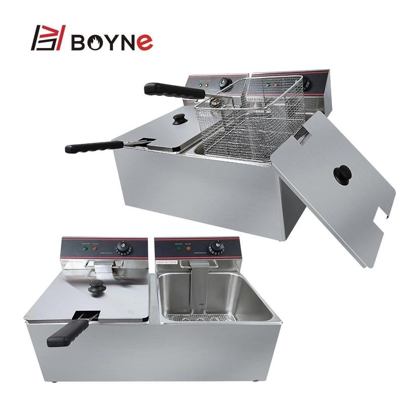 11L Double Tank Stainless Steel Potato Chips Deep Fat Fryer