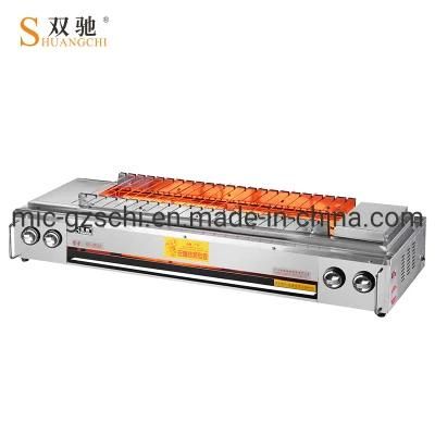 Stainless Steel Smokeless Automatic Gas BBQ Grill with Steel Sticks and Fan