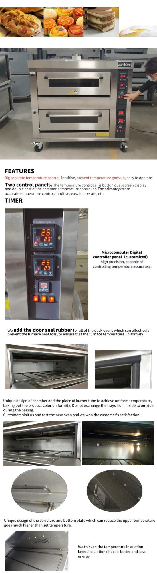 Baking Machine 2 Deck 4 Trays Commercial Gas Deck Oven