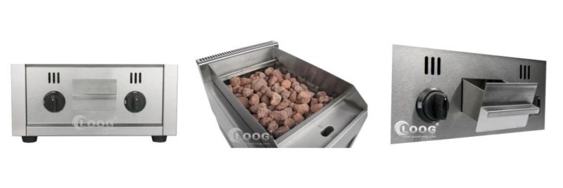 Commercial Restaurant Equipment Counter Top Gas Lava Rock Grill Stainless Steel Gas Lava Rock Broiler Machine LPG Gas Lava Rock Grill