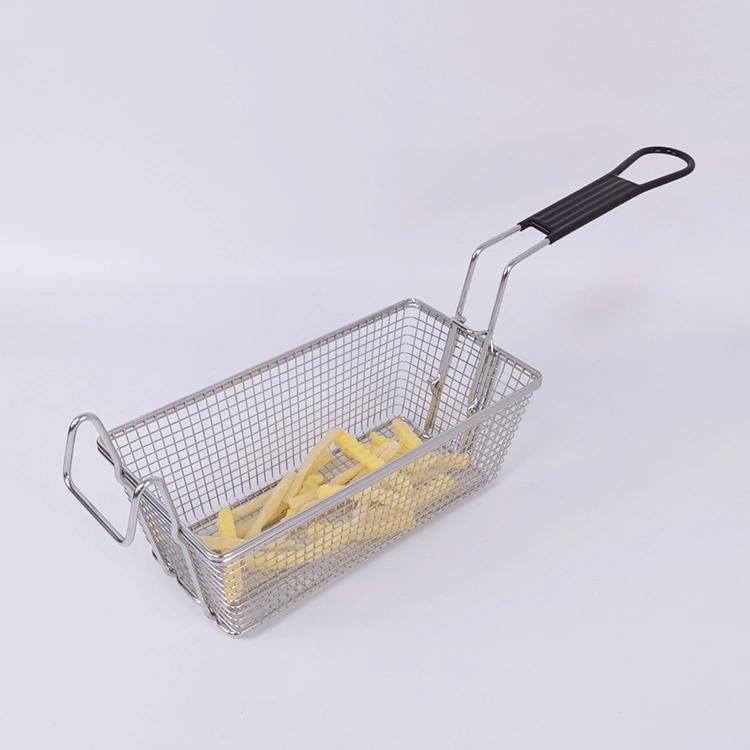 4 Gallon Hevy Duty Restaurant Deep Fryer Basket Rectangular Stainless Steel Fry Basket with Folding Handle