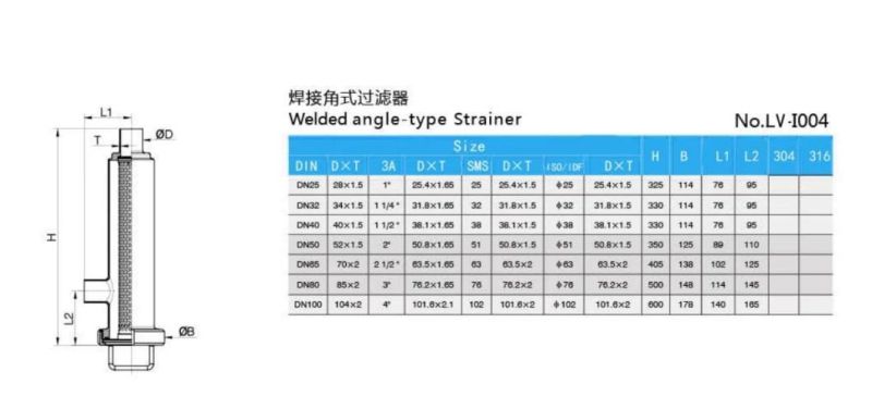 3A/DIN/SMS/ISO/Idf Stainless Steel Sanitary Welded Angle-Type Strainer