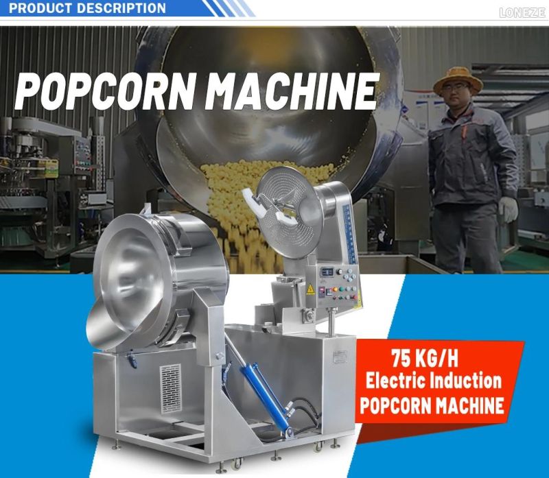 China Best Fully Automatic Industrial Commercial Large Caramel Cheese Flavored Ball Shape Gas Electric Induction Heating Popcorn Making Machine Price