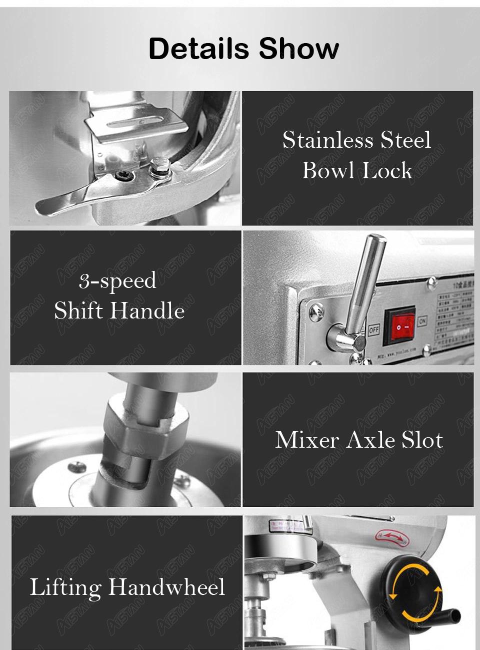 Zb10L Stainless Steel Electric Food Mixer Planetary Mixer Dough Mixer, Egg Beater Machine