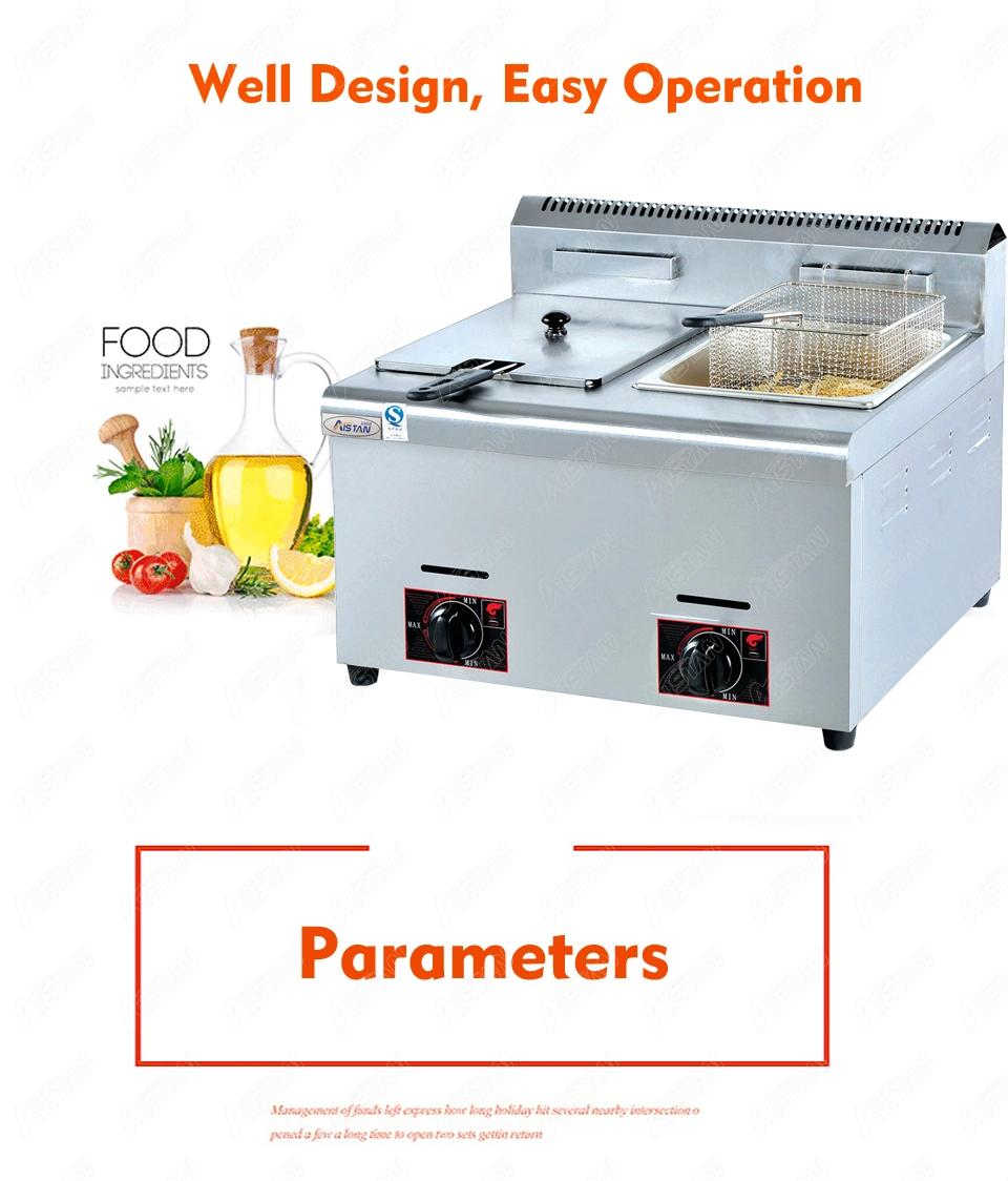 GF71 Commerical Gas LPG Deep Fryer for Potato Chips Chicken Fried Oil Fryer with 1 Tank Stainless Steel