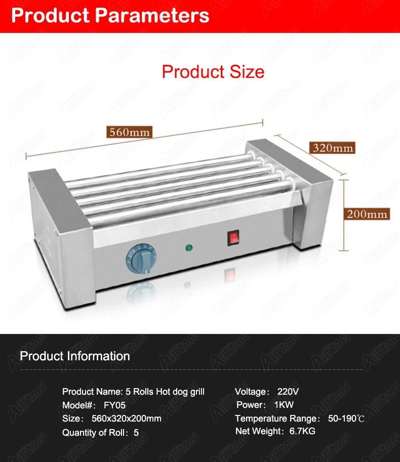 Fy09 9 Rollers Automatic Hot Dog Machine Sausage Grill Roller for Sale Stainless Steel