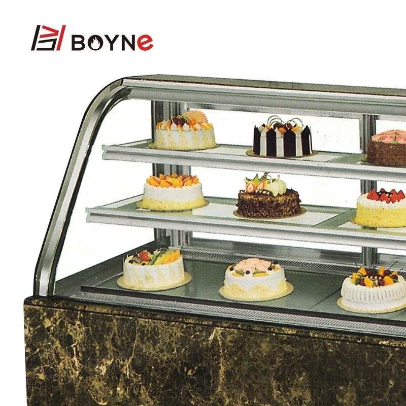 Commercial Double Curved Three Layer Cake Display Showcase Chiller