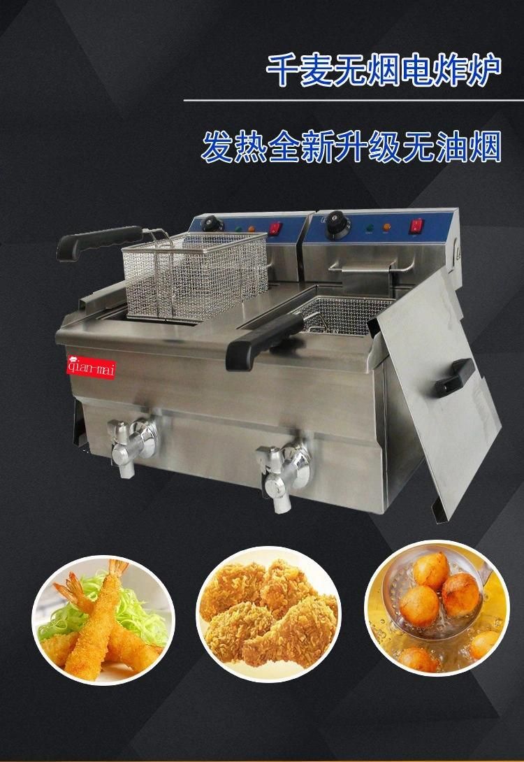 Commercial Double Pot Chicken Donut Fish Fryer Potato Chips Deep Electric Fryer