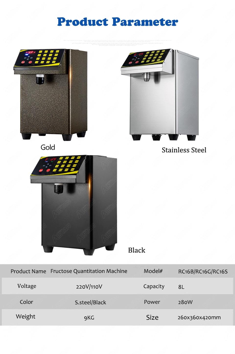 RC16 8L Stainless Steel Commercial Bar Fruit Sugar Fructose Quantitation Machine for Milk Tea Shop and Coffee Shop