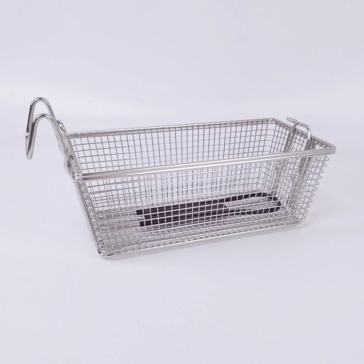 4 Gallon Hevy Duty Restaurant Deep Fryer Basket Rectangular Stainless Steel Fry Basket with Folding Handle