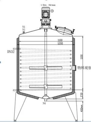 Insulated Jacketed Wall Heating Reaction Mixing Holding Vessel with Stirrer