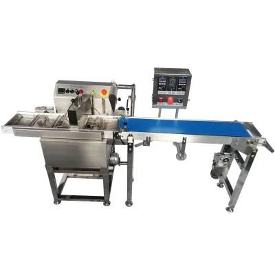 Snack Chocolate Enrobing Coating Pan Machine with Cooling Tunnel